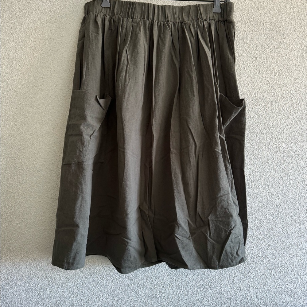 Elastic Waist Fold Pleated Skirt